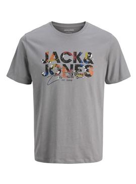 Camiseta Jack and Jones Geplas cinza para criança.