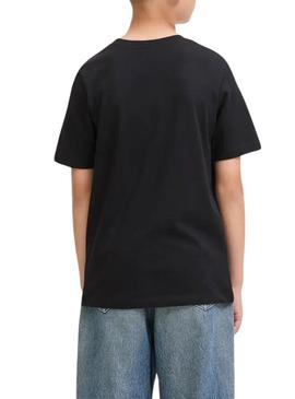 Camiseta Jack and Jones Geplas preta para crianças.