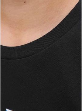 Camiseta Jack and Jones Geplas preta para crianças.