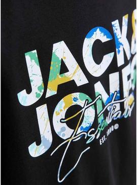 Camiseta Jack and Jones Geplas preta para crianças.