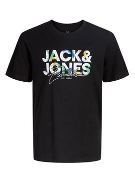 Camiseta Jack and Jones Geplas preta para crianças.
