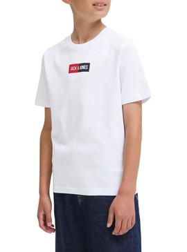 Camiseta Jack and Jones branca para menino.
