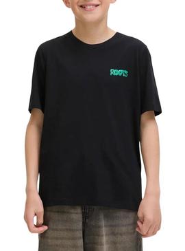 Camiseta Jack and Jones Wobly preta para criança.