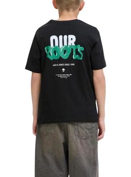 Camiseta Jack and Jones Wobly preta para criança.