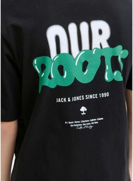Camiseta Jack and Jones Wobly preta para criança.