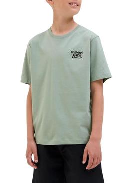 Camiseta Jack and Jones Wobly verde para menino