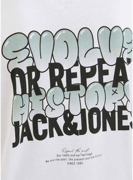 Camiseta Jack and Jones Wobly branca para criança