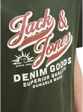 Camiseta Jack and Jones Logo verde para homem