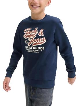 Moletom Jack and Jones Logo azul marinho para criança.
