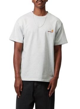 Camiseta Carhartt American Script cinza para homem.