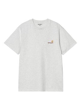 Camiseta Carhartt American Script cinza para homem.