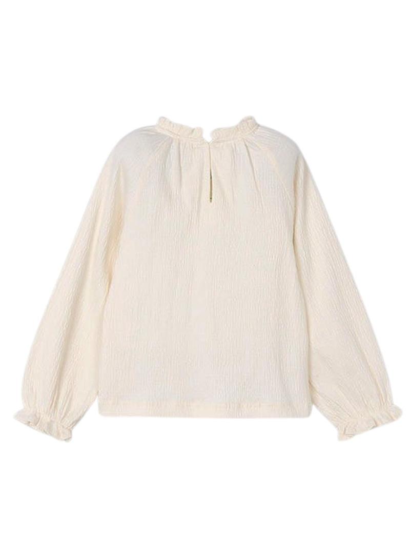 Camiseta Mayoral de ponto de bambuê bege para menina.