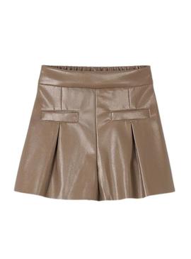 Calça curta Mayoral de polipele marrom para menina.