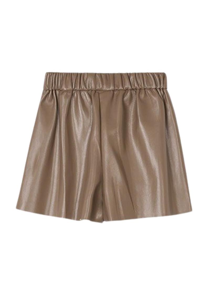 Calça curta Mayoral de polipele marrom para menina.
