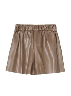 Calça curta Mayoral de polipele marrom para menina.