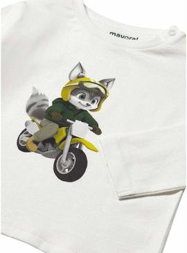 Camiseta Mayoral motociclista branca para bebê