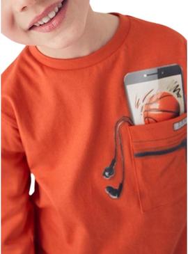 Camiseta m/l ilusão de ótica Laranja