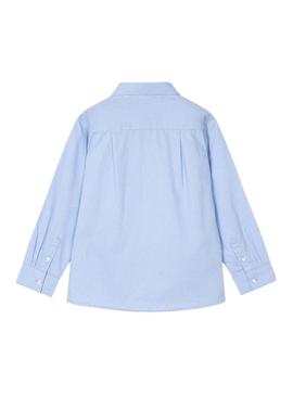 Camisa básica listrada azul da Mayoral para menino.