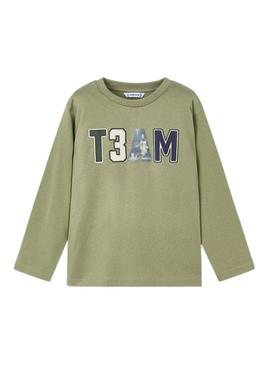 Camiseta Mayoral letras lenticular para menino verde