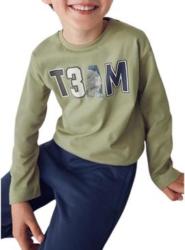 Camiseta Mayoral letras lenticular para menino verde