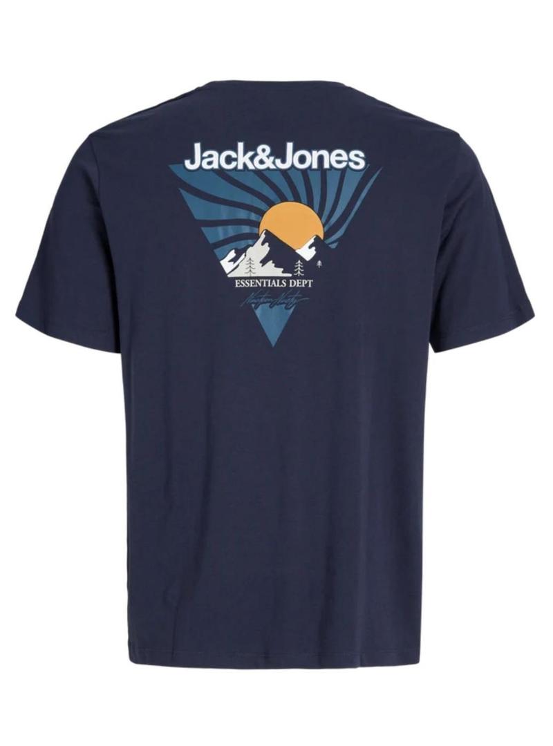 Camiseta Jack and Jones Mine azul marinho para homem.