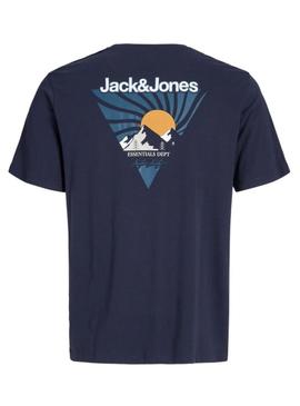 Camiseta Jack and Jones Mine azul marinho para homem.