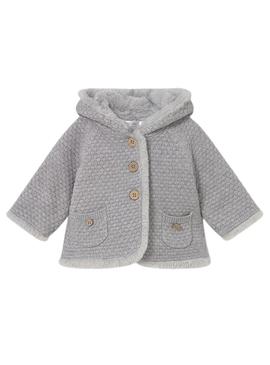 Jaqueta Mayoral tricot com pelos cinza para bebê