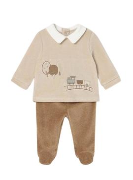 Conjunto meia-calça em tundosado para recém-nascido.