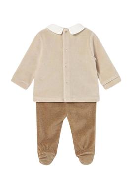 Conjunto meia-calça em tundosado para recém-nascido.