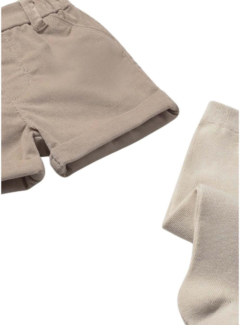 Conjunto Mayoral 3 peças bermuda bege bebê