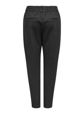 Calça Only Poptrash listrada diplomática preta para mulher.