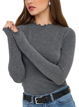 Camisola Only glamorosa cinza para mulher.