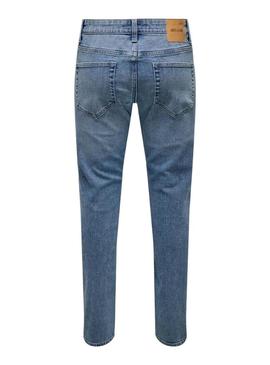 Calça de ganga Only and Sons Loom denim claro para homem.