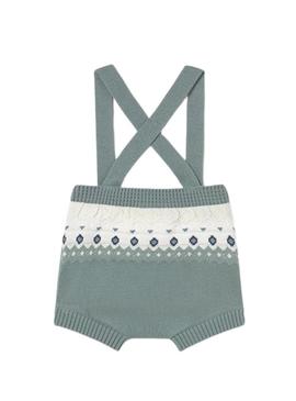 Conjunto Mayoral 3 peças em tricô verde para bebê.