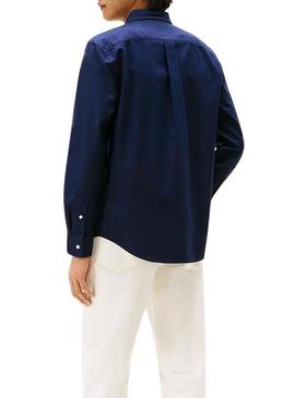 Camisa Tommy Hilfiger Solid Heritage Oxford azul marino para homem.