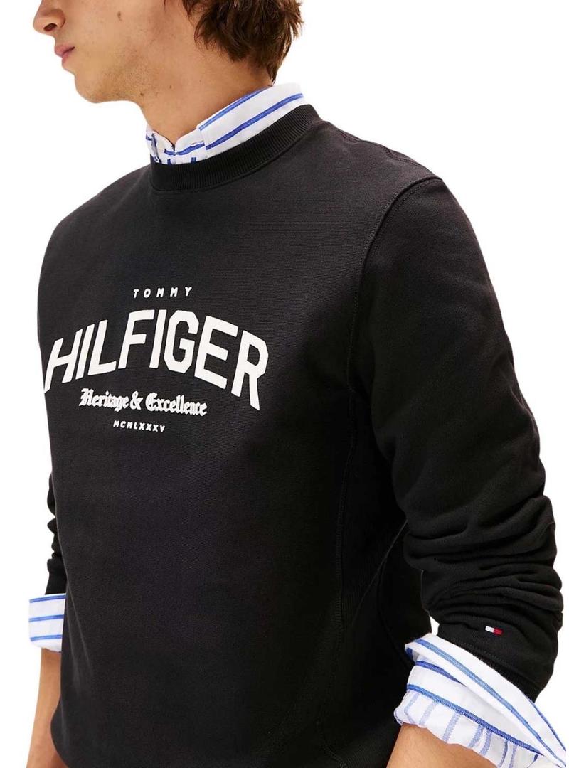 Moletom Tommy Hilfiger Arch preto para homem.