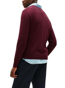 Camisola Tommy Hilfiger de caxemira granate para homem.