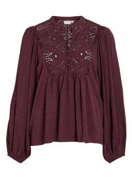 Blusa Vila Vityra de renda granada para mulher.
