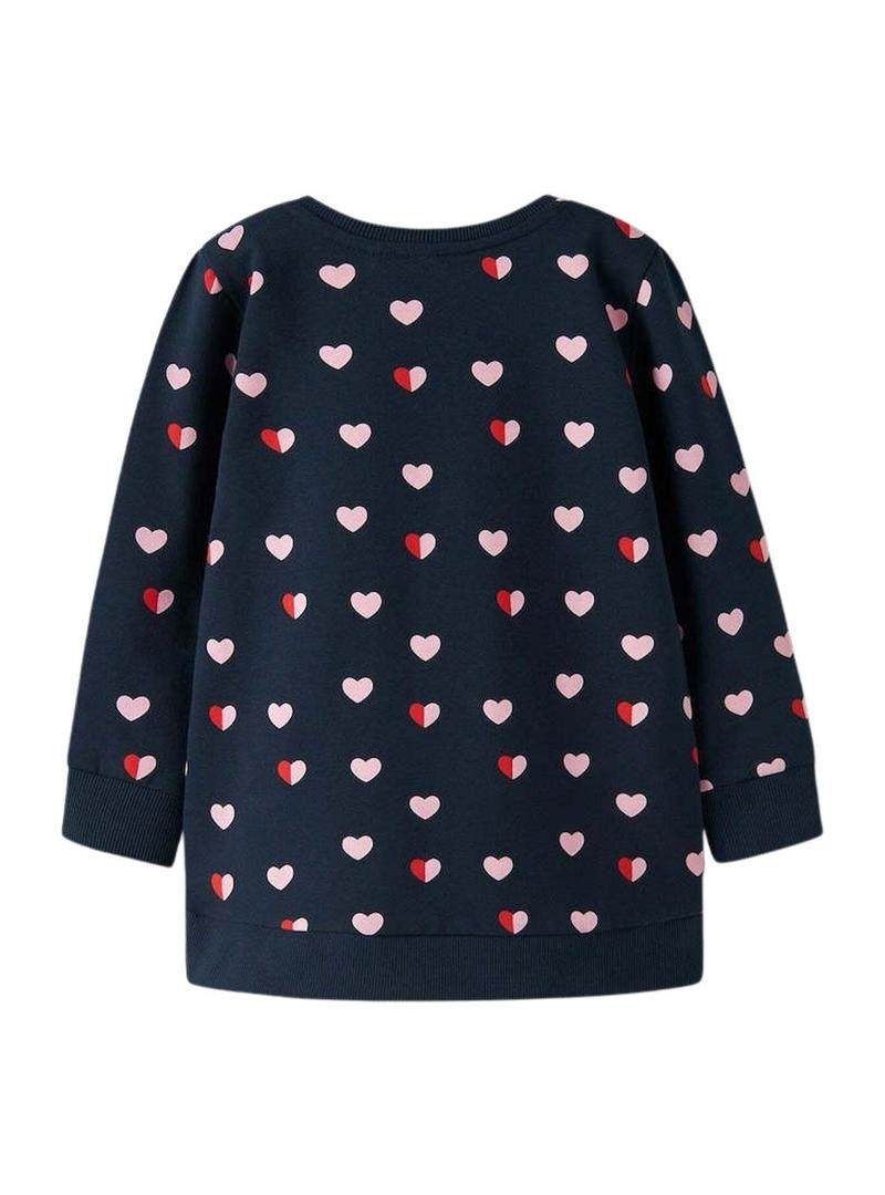 Moletom comprido Name It Lia azul marinho para menina