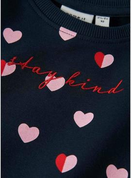 Moletom comprido Name It Lia azul marinho para menina