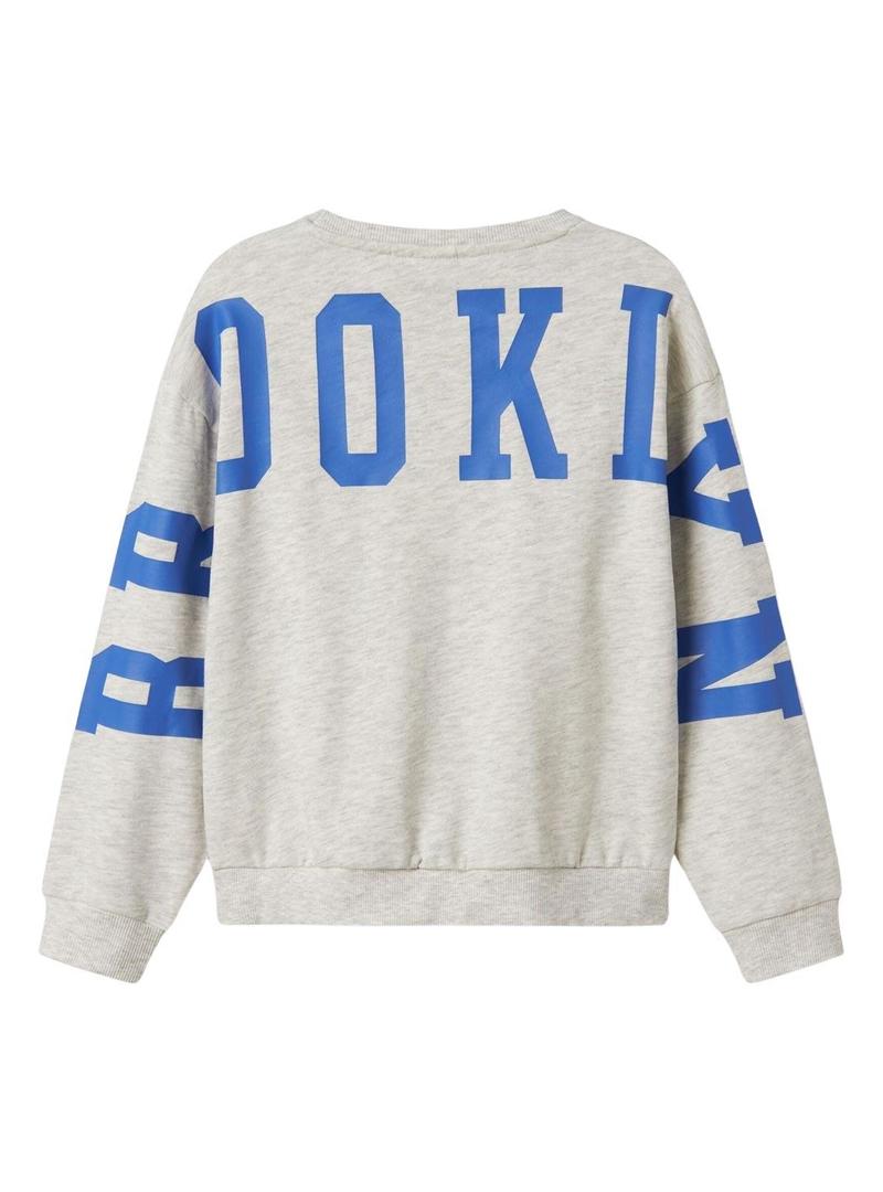 Moletom Name It Nevea cinza relaxado para menina