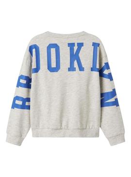 Moletom Name It Nevea cinza relaxado para menina