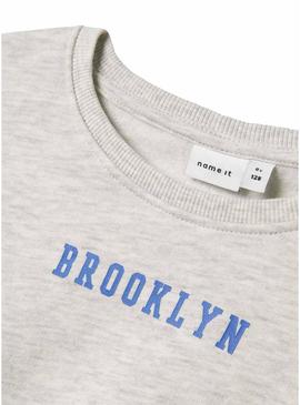 Moletom Name It Nevea cinza relaxado para menina