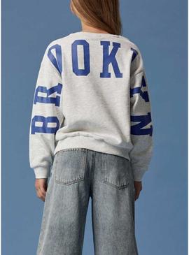 Moletom Name It Nevea cinza relaxado para menina