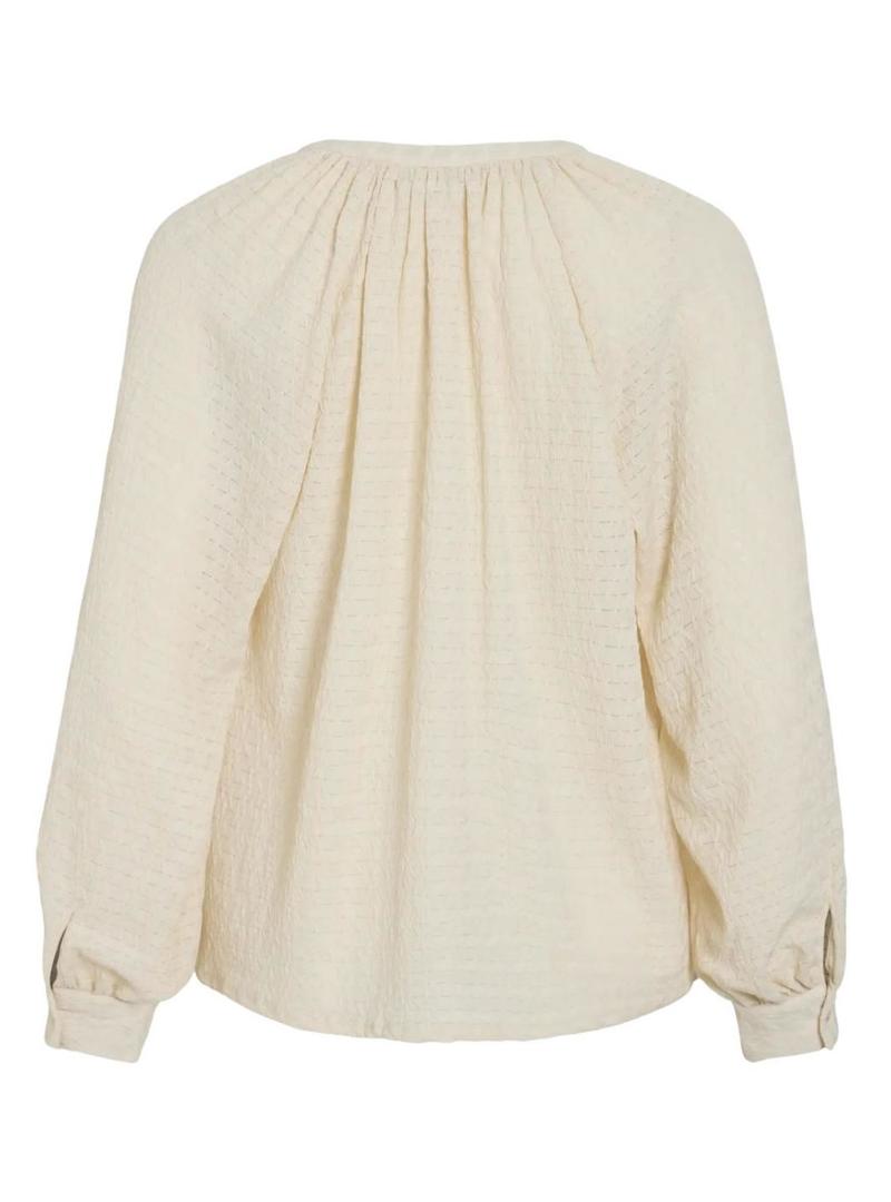 Blusa Vila Vibabera beige para mulher.