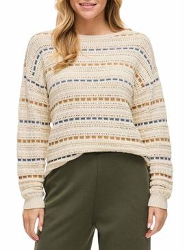 Camisola Vila Vimarian listrada bege para mulher