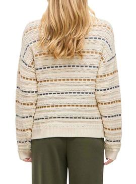 Camisola Vila Vimarian listrada bege para mulher