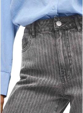 Calça jeans Vila Vifreya Arie listrada cinza para mulher