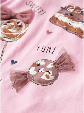 Camiseta Name It Ninna rosa para menina.