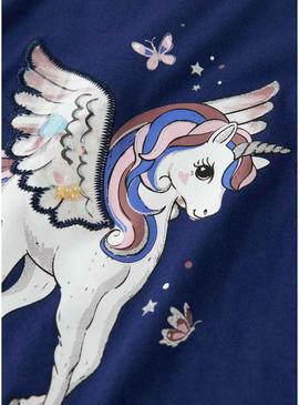 Camiseta Name It Ninna azul marinho para menina.